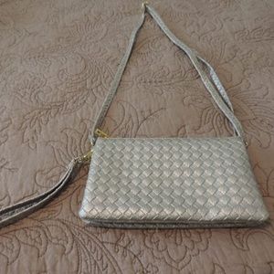 Silver Leather Cross-body Bag